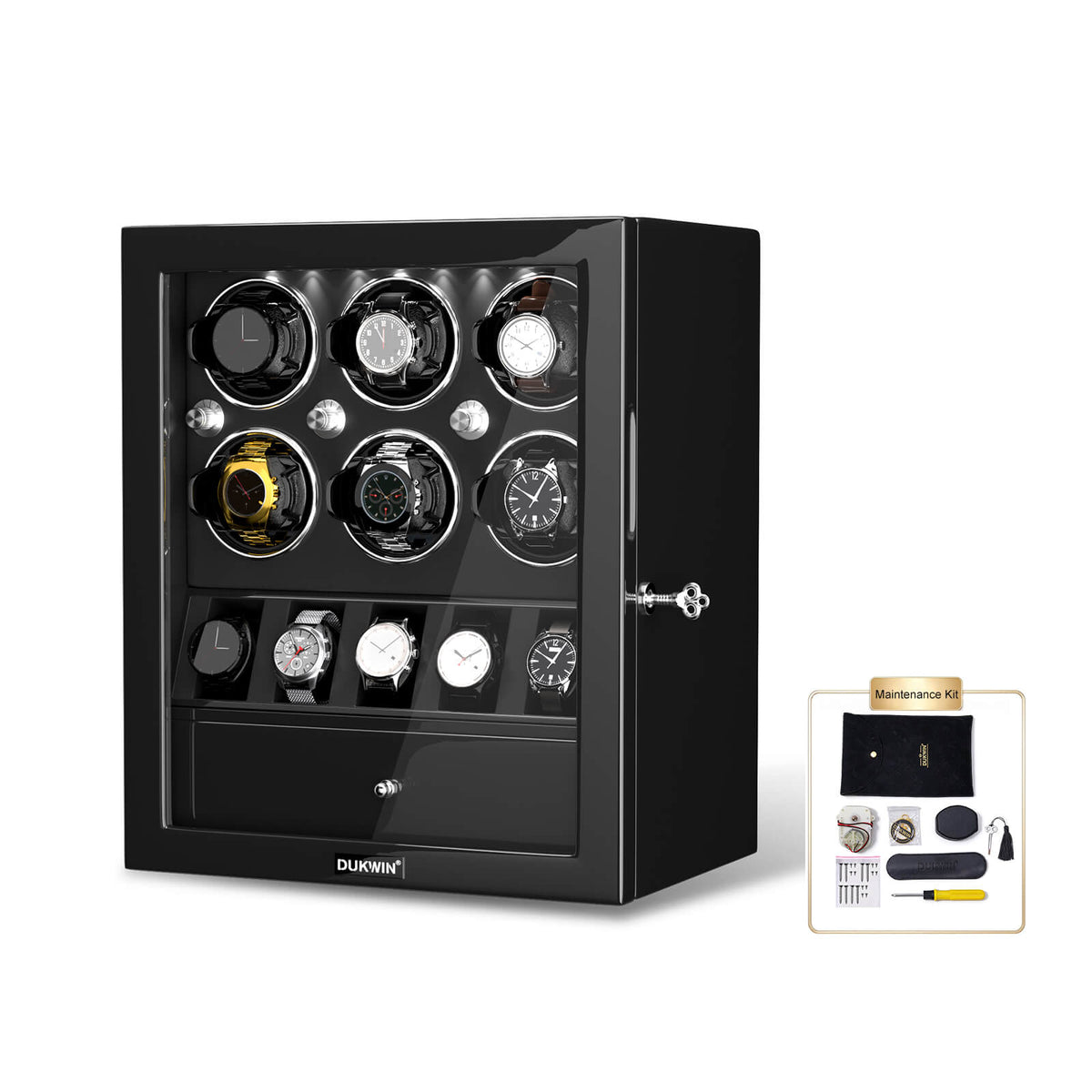 Remontoir de 6 montres compact avec 5 montres, espace de rangement, moteur Mabuchi silencieux