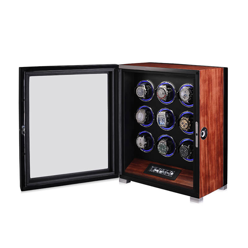 Remontoir de montre 9 avec entrée d'empreinte digitale améliorée, avec lumière RGB, télécommande LCD, moteurs silencieux