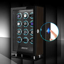 Special Edition- 12 Watch Winder with Fingerprint Unlock RGB Light LCD Touchscreen Remote  Large Watch Box
